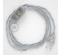 Conexión de mano 1,8m Transparente cable Trenzado Seda Plateado TM02