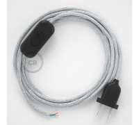 Conexión de mano 1,8m Negro cable redondo Seda Glitter Blanco RL01