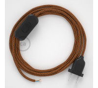 Conexión de mano 1,8m Negro cable redondo Seda Glitter Cobre RL22