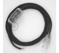 Conexión de mano 1,8m Transparente cable Redondo Seda Gliter Gris RL03