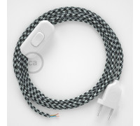 Conexión de mano 1,8m Blanco cable redondo Seda Blanco-Negro RP04