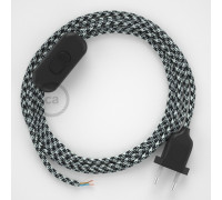 Conexión de mano 1,8m Negro cable redondo Seda Blanco-Negro RP04