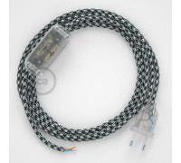 Conexión de mano 1,8m Transparente cable Redondo Seda BlancoNegro RP04