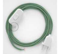 Conexión de mano 1,8m Blanco cable redondo Seda Blanco Verde RZ06