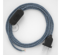 Conexión de mano 1,8m Negro cable redondo Seda ZigZag Blanco Azul RZ12