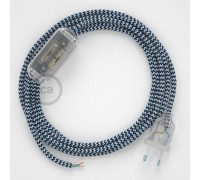 Conexión de mano 1,8m Transparente cable Redondo Seda Blanco Azul RZ12