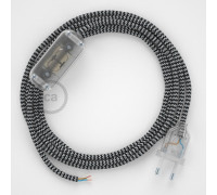 Conexión de mano 1,8m Transparente cable Redondo Seda BlancoNegro RP09