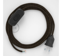 Conexión de mano 1,8m Negro cable redondo Lino Natural Marrón RN04