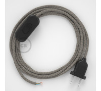 Conexión de mano 1,8m Negro cable Redondo Algodón Lino Rombo VerdeRD62
