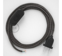 Conexión de mano 1,8m Negro cable Redondo Algodón Lino Antracita RD74