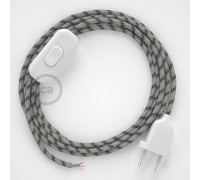 Conexión de mano 1,8m Blanco cable Redondo Algodón Lino Antarcita RD54