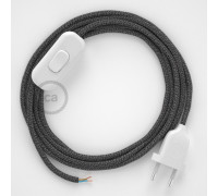 Conexión de mano 1,8m Blanco cable Redondo Algodón y Lino Negro RS81