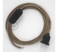 Conexión de mano 1,8m Negro cable Redondo Algodón y Lino Marrón RS82