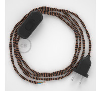Conexión de mano 1,8m Negro cable Trenzado Seda Negro y Whisky TZ22