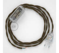 Conexión de mano 1,8m Transparente cable Trenzado Algodón Marrón TC13