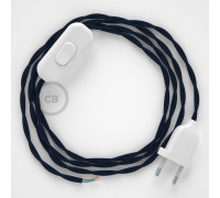 Conexión de mano 1,8m Blanco cable Trenzado Seda Azul Oscuro TM20