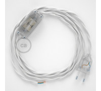 Conexión de mano 1,8m Transparente cable Trenzado Algodón Blanco TC01