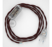 Conexión de mano 1,8m Transparente cable Trenzado Seda Burdeos TM19