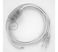 Conexión de mano 1,8m Transparente cable Redondo Algodón Blanco RC01
