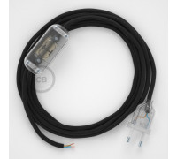 Conexión de mano 1,8m Transparente cable Trenzado Algodón Negro RC04