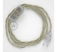 Conexión de mano 1,8m Transparente cable Trenzado Algodón Gris TC43