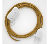 Conexión de mano 1,8m Blanco cable redondo Seda Glitter Dorado RL05
