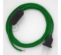 Conexión de mano 1,8m Negro cable redondo Seda Glitter Verde RL06