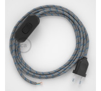 Conexión de mano 1,8m Negro cable Redondo Algodón Lino Stripe AzulRD55