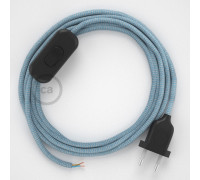 Conexión de mano 1,8m Negro cable Redondo Algodón Lino Zz Azul RD75