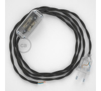 Conexión de mano 1,8m Transparente cable Trenzado Seda Gris OscuroTM26