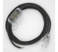 Conexión de mano 1,8m Transparente cable redondo Seda Gris Oscuro RM26
