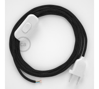 Conexión de mano 1,8m Blanco cable redondo Seda Glitter Negro RL04