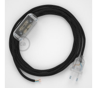 Conexión de mano 1,8m Transparente cable redondo Seda Gliter NegroRL04
