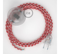 Conexión suelo 3m Transparente cable redondo Seda Blanco-Rojo RP09