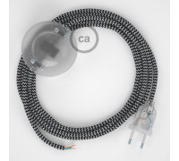Conexión suelo 3m Transparente cable redondo Seda Zz Blanco Negro RZ04