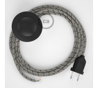 Conexión suelo 3m Negro cable redondo Algodón Lino Stripes CortezaRD53