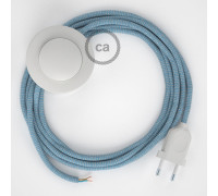 Conexión suelo 3m Blanco cable redondo Algodón y Lino ZigZag Azul RD75
