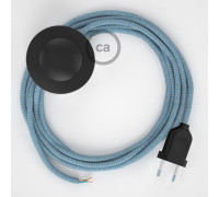 Conexión suelo 3m Negro cable redondo Algodón y Lino ZigZag Azul RD75