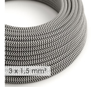 Cable manguera redonda 3G1,50 textil  Rayon Negro ZigZag