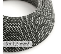 Cable manguera redonda 3G1,50 textil  Rayon 3D Negro Blanco