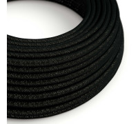 Cable manguera redonda 3G0,75 textil Rayon Negro sólido Glitter