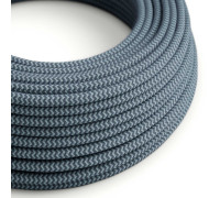 Cable manguera redonda 3G0,75 textil Algodón Gris Piedra Oceano zigzag