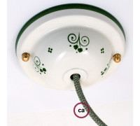KIT Florón cerámica pintada Berries D130 1 agujero Blanco-Verde
