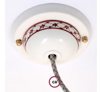 KIT Florón cerámica pintada Ivy D130 1 agujero Blanco-Marrón