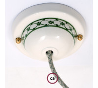 KIT Florón cerámica pintada Ivy D130 1 agujero Blanco-Verde