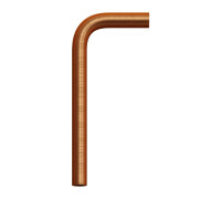 Tubo curvo D13mm rosca   M10x1  14x6,5 cm en metal cobre satinado