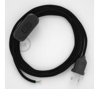 Conexión de mano 1,8m Negro cable redondo seda negro RM04