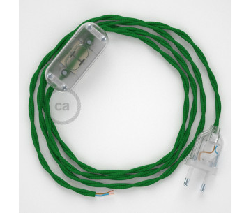 Conexión de mano 1,8m Transparente cable Trenzado Seda Verde TM06