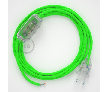 Conexión de mano 1,8m Transparente cable redondo Seda Verde Flúo RF06