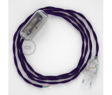Conexión de mano 1,8m Transparente cable Trenzado Seda Púrpura TM14